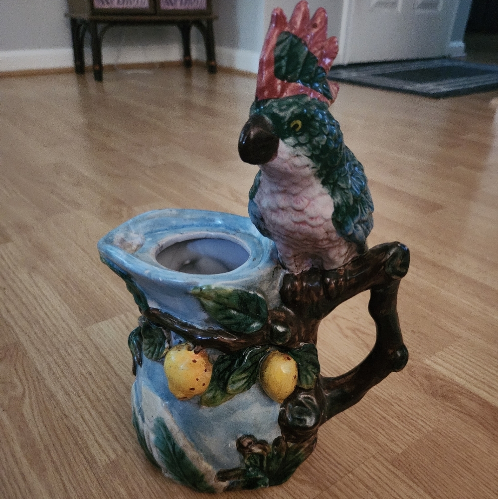 Whimsical Pacific Rum tropical parrot pitcher, 12 inches